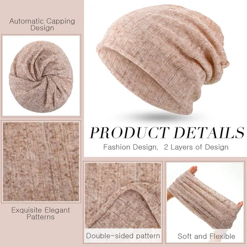 Miniatura 4 de Gorro holgado para mujer, 5 piezas, turbante, elástico, para el cáncer, gorros, bufanda para dormir