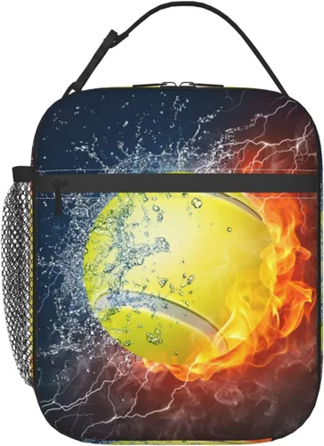 Bolsa de almuerzo con pelota de tenis para niños y niñas, divertida, deportiva, reutilizable, aislada, bolsa de almuerzo portátil para niños, 5