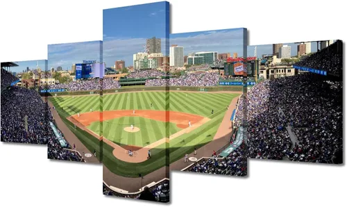Miniatura 21 de Arte para pared, lienzo para estadio deportivo, arte para pared, diseño de campo de Wrigley en Chicago, pinturas de Chicago, impresiones sobre