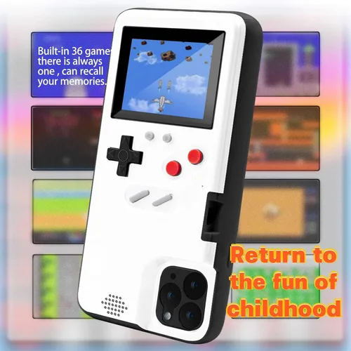 Miniatura 3 de Funda de consola de juegos para iPhone, funda protectora retro autoalimentada con 36 juegos pequeños, pantalla a todo color, funda de videojuegos