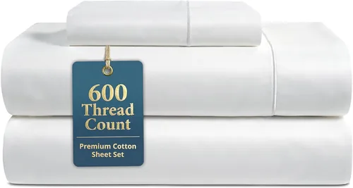 Miniatura 21 de LANE LINEN Juego de sábanas tamaño King – Sábanas de 600 hilos 100% algodón de fibra larga, naturalmente frescas y duraderas para el uso diario, 01