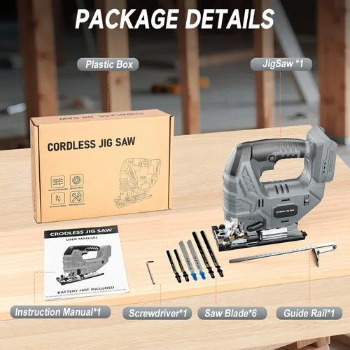 Miniatura 9 de Sierra de calar inalámbrica compatible con batería DeWalt de 20V, motor sin escobillas, control variable de 7 velocidades, 3200 RPM, potencia