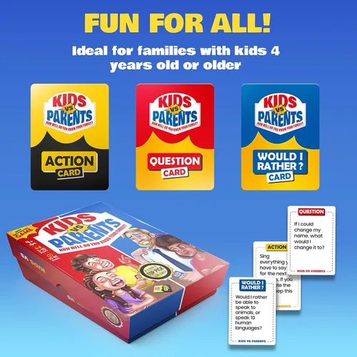 Miniatura 7 de Kids VS Parents - Un divertido juego familiar con iniciadores de conversación y desafíos divertidos - Juego de cartas para niños, adolescentes