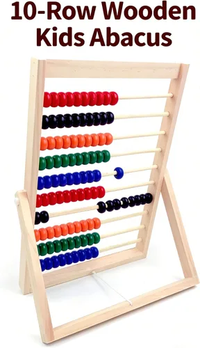 Miniatura 6 de MAGIKON Marco de números de madera para contar, ábaco de 10 filas para niños que aprenden matemáticas (11-1/2 pulgadas)