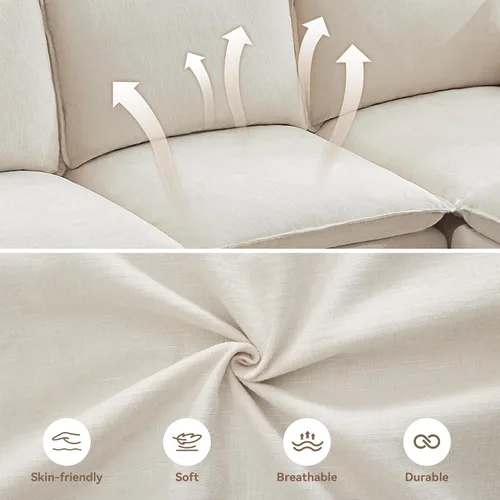 Miniatura 6 de Otomana cuadrada grande de 27 pulgadas con almacenamiento, reposapiés tapizado moderno con patas antideslizantes para sofá, mesa de café, sala