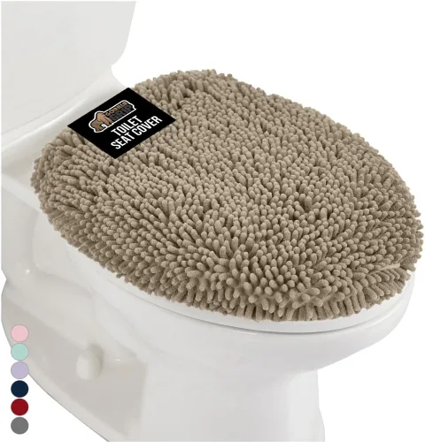 Miniatura 30 de GORILLA GRIP Funda gruesa de espuma viscoelástica para tapa y asiento de inodoro de baño, parte superior de terciopelo suave, lavable a máquina, Azul