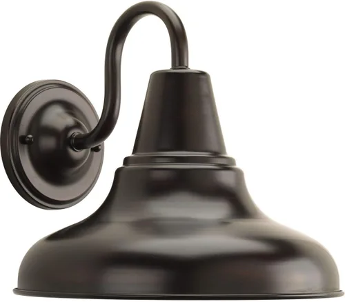 Miniatura 15 de Progress Lighting District LED Collection - Farol de pared mediana para exteriores, bronce envejecido, pantalla de metal blanco pintado, 1 luz
