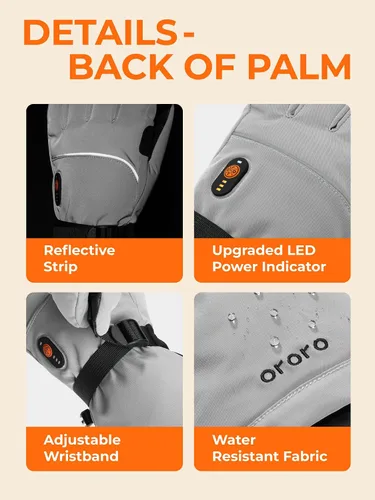 Miniatura 3 de ORORO Guantes térmicos para mujeres y hombres, guantes de motocicleta con calefacción recargable, guantes de batería para esquí y artritis