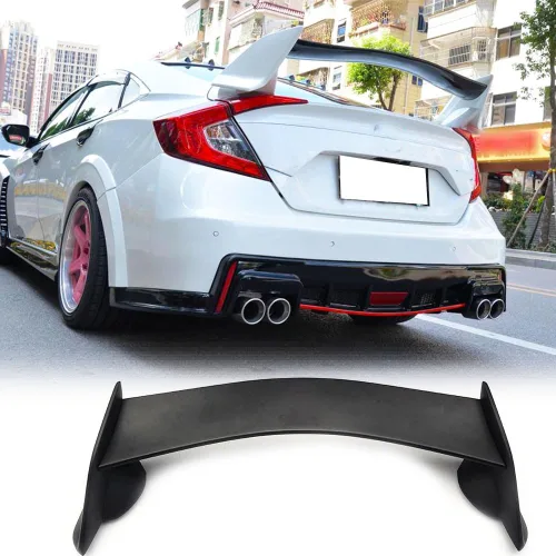 Alerón de maletero compatible con Honda Civic 10th Sedan 2016 2017 2018, salida de fábrica, tapa trasera de ABS, color negro, borde de ala alto (no