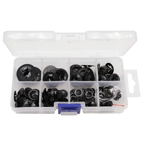 Miniatura 6 de Kit de surtido de 260 piezas [9 tamaños] de arandelas de seguridad con dientes internos Starlock negras, M2/M2.5/M3/M4/M5/M6/M8/M10/M12
