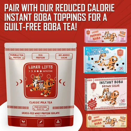 Miniatura 8 de Lunar Lifts Nutrition Polvo de proteína Boba de té con leche clásico Aislado de proteína de suero 0.92 oz de proteína de suero de leche en polvo