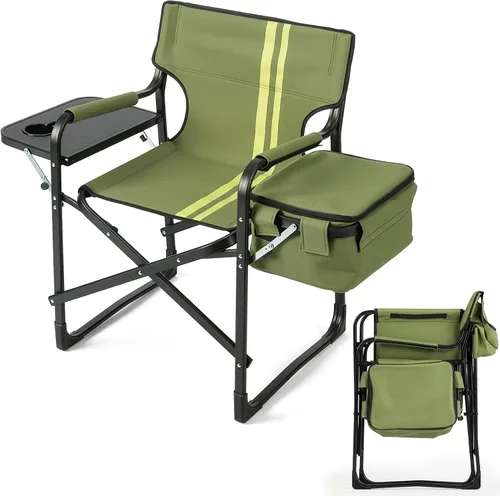 Miniatura 10 de Vasitelan Silla plegable alta para directores con bolsa de almacenamiento para mesa auxiliar, altura de barra portátil para maquilladores, marco
