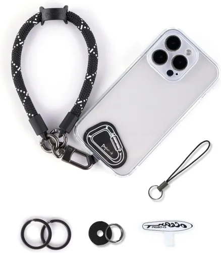 Miniatura 11 de Correa de mano para muñeca, 2 parches para teléfono, soporte para teléfono celular, correa de muñeca para llaves, AirPods, cámara (rosa, 12 pulgadas)