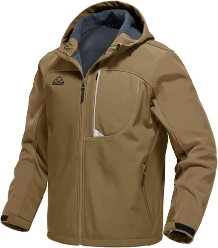 Miniatura 15 de Gopune Chaqueta Ligera de Carcasa Suave para Hombre con Forro Polar Impermeable con Capucha para Senderismo Chaqueta de Invierno