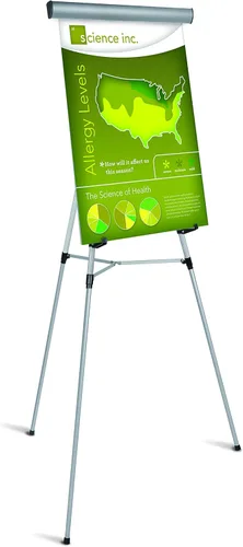 Miniatura 4 de MasterVision Caballete telescópico resistente de 3 patas, altura ajustable de 37.5 a 69 pulgadas, plateado, FLX05102MV