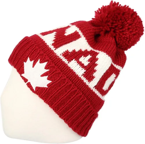 Miniatura 3 de WITHMOONS Gorro de punto JZP0027 con diseño de bandera de Canadá