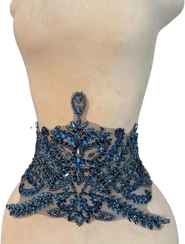 Parches de costura de encaje con cuentas con piedras y cristales de diamantes de imitación, manualidades para disfraces de boda, decoración de