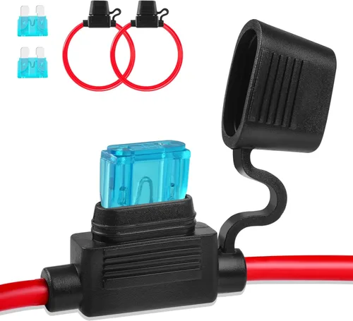 Miniatura 13 de Portafusibles en línea de 12V, paquete de 2, versión extendida 12 AWG, portafusibles de cuchilla impermeable de 13.8 pulgadas, portafusibles