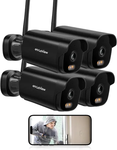 Miniatura 12 de LaView - Cámaras de seguridad para exteriores 4K, cámaras HD de 8MP para seguridad del hogar con detección humana por IA, impermeables IP65, Blanco