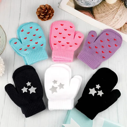 Miniatura 4 de ONESING 5 pares de guantes de invierno negros para bebés y niñas - Guantes cálidos para recién nacidos