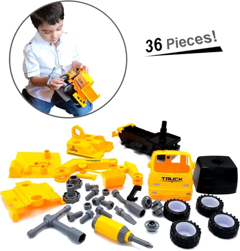Miniatura 2 de MUKIKIM Construye un camión - Excavadora. Desarme y vuelva a armarlo + alimentado por fricción (2 juguetes en 1!) Impresionante juguete galardonado