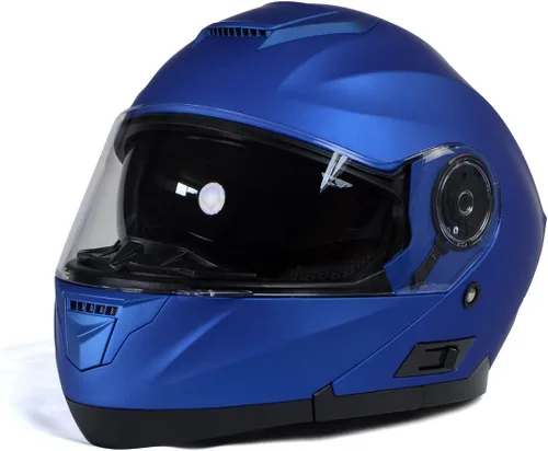 Miniatura 2 de Milwaukee Helmets MPH9818DOT Breeze - Casco modular de motocicleta avanzado azul con visera desplegable, talla XS