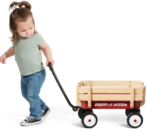 Miniatura 3 de Radio Flyer Mini vagón de acero y madera para niños, vagón de juguete de 19 pulgadas para niños de 1.5 años en adelante, versión de tamaño de juego