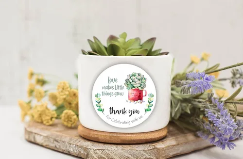 Love Makes Little Things Grow Party Favors Stickers – Etiquetas suculentas para baby shower – Etiquetas de recuerdo de boda – Calcomanías de