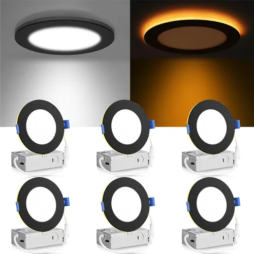 Miniatura 10 de Meconard Paquete de 6 luces LED empotrables de 4" de 5 CCT con luz nocturna, 2700K/3000K/3500K/4000K/5000K seleccionables, luces LED empotrables
