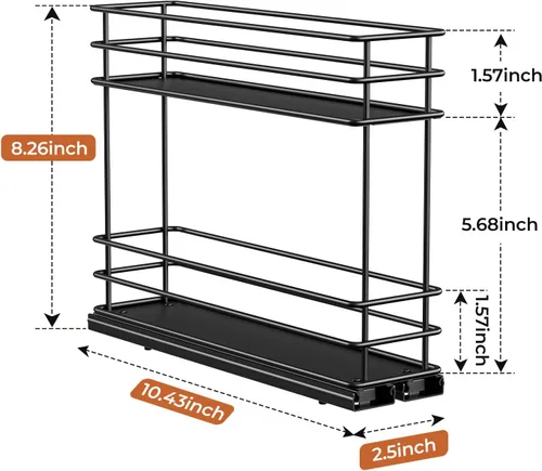 Miniatura 6 de Mystozer Organizador de especias extraíble para gabinete, estante de especias deslizante, organizador de gabinete de especias fácil de instalar, 2.5