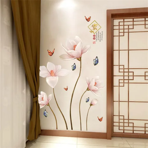 Miniatura 5 de Decoración para el hogar con flores rosadas, diseño chino, diseño de flores en relieve, pegue y pegue para el hogar y la riqueza, adhesivo de PVC