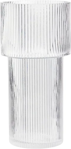 Jarrón grande de cristal, florero de 12 pulgadas de alto para flores, jarrones de flores para ramo, modernos jarrones de vidrio acanalado para sala