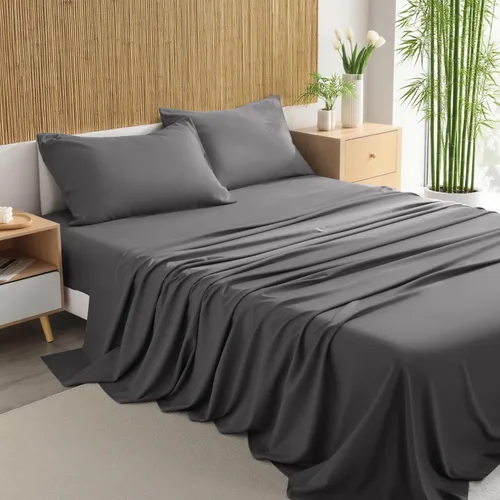 Miniatura 10 de Juego de sábanas de 3 piezas, sábanas para cama de tamaño individual, rayón derivado del bambú, ropa de cama refrescante y transpirable