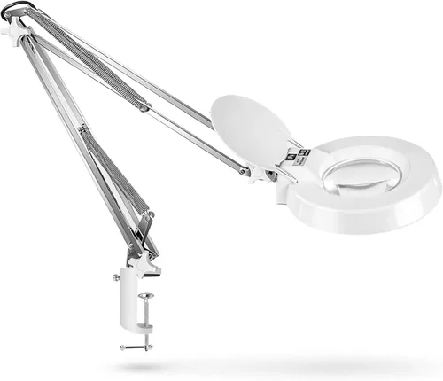Miniatura 10 de 10 lupas con luz y soporte, lámpara de escritorio con luz LED regulable con abrazadera, lupa manos libres, brazo de acero inoxidable ajustable
