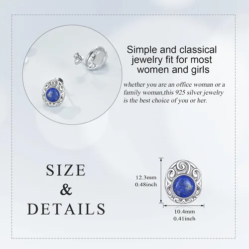 Miniatura 5 de Aretes de piedra natural de plata de ley con forma de abrazofiligrana, joyería de regalo de Navidad para mujeres y niñas