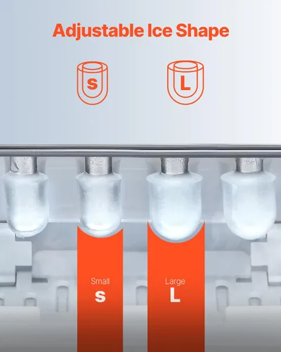 Miniatura 3 de VEVOR Máquina de hielo para encimera, 9 cubos listos en 6 minutos, 33 libras en 24 horas, máquina de hielo portátil autolimpiante con cuchara