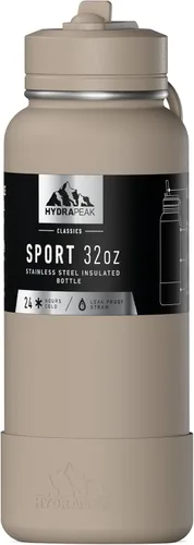 Miniatura 22 de Hydrapeak Botella de agua deportiva aislada de 32 onzas con tapa con popote, a prueba de fugas y derrames, mantiene las bebidas frías durante 24