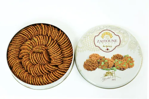 Miniatura 4 de Zaitoune Galletas Barazek - 8.82 oz Lujosas galletas crujientes de sésamo y pistacho hechas a mano en Turquía Hermosa lata de regalo