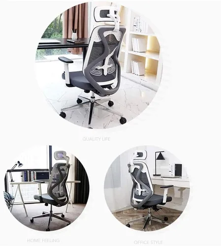 Miniatura 5 de Silla de oficina de malla transpirable para computadora con soporte lumbar ergonómico ajustable, silla de escritorio giratoria con reposabrazos