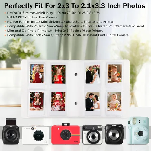 Miniatura 3 de Veicevol Álbum de fotos de 256 bolsillos para cámara Fujifilm Instax Mini, cubierta de cuero para fotos Polaroid, álbum de fotos de 2 x 3 para Blanco