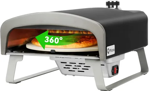 Horno de pizza a gas con piedra giratoria automática, horno portátil de gas propano para cocinar al aire libre, cocina, patio, fiesta, playa,