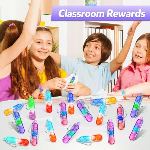 Miniatura 4 de 260 PCS Llaveros Pop a Granel Recuerdos de Fiesta, Juguetes Fidget para Niños a Granel Mini Llaveros Pop Juguetes Sensoriales Rellenos de Calcetines