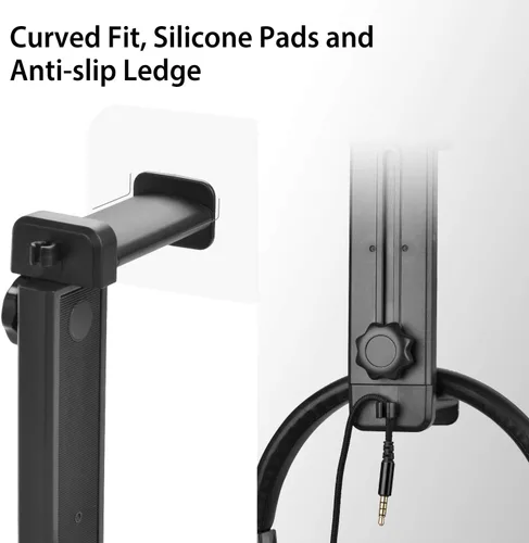 Miniatura 6 de NEETTO HS906 - Soporte para auriculares y colgador 2 en 1, soporte para auriculares para juegos sobre y debajo del escritorio, gancho de montaje