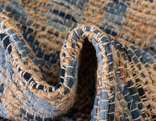 Miniatura 8 de Unique Loom Chindi Jute Collection - Alfombra rectangular (5 pies 1 pulgada x 8 pies, color azul marino)