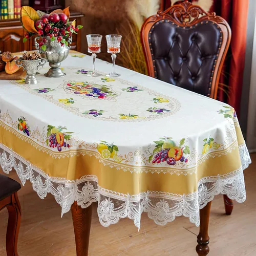 Miniatura 8 de SUTAVIA Mantel de Mesa Bordado con Encaje, Cubierta de Mesa Rectangular Estilo Granja, Mantel de Macramé Clásico Oblongo con Decoración Floral