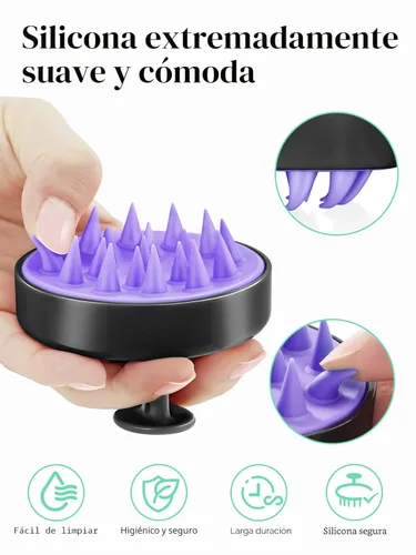 Miniatura 3 de Cepillo de masaje para cuero cabelludo Heeta, cepillo de silicona para aplicar champú, negro, Negro 01-Negro