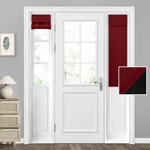 Miniatura 85 de HOMEIDEAS Cortinas 100% Opacas para Luces Laterales de Puerta Principal, Cubierta de Ventana de Puerta de Aula, Persianas de Privacidad