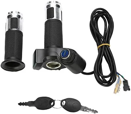 Dilwe Juego de acelerador, aceleración muy lineal, acelerador con mango de pantalla LED con llave para 4 colores eléctricos (plata)