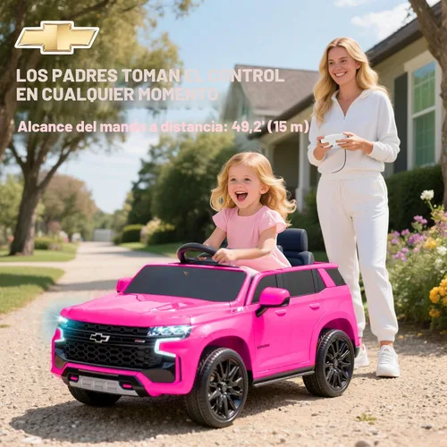 Miniatura 4 de Aosom - Automóvil de paseo con licencia Chevrolet Tahoe, juguete eléctrico con batería de 12 V y 7 AH, con control remoto para padres, luces LED