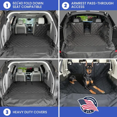 Miniatura 5 de 4Knines Forro de Carga Dividido para SUV – Para Perros y Mascotas, Resistente, Alfombrilla Impermeable para Maletero y Cubierta de Carga – Se Adapta
